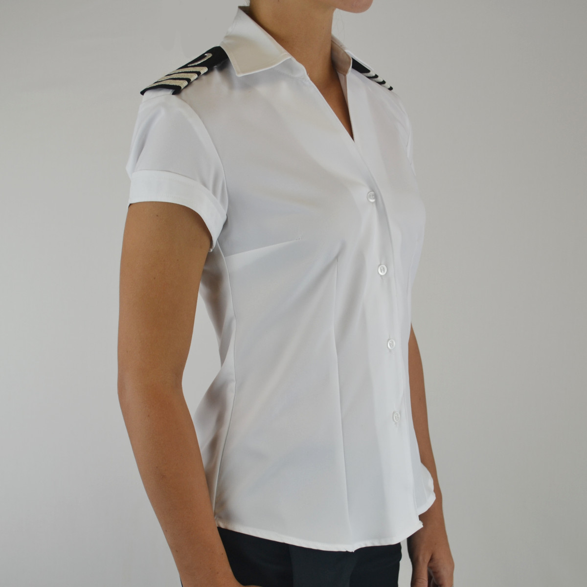 Women's Cap Sleeve V-Neck Epaulet Blouse - Smallwood's Yachtwear